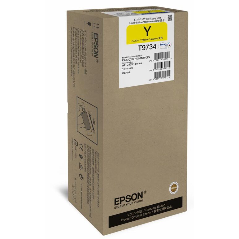 Cartus cerneala epson t9734 galben, capacitate 192.4 ml., pentru wf- c869r,  Cartuse cerneala | electropc.ro