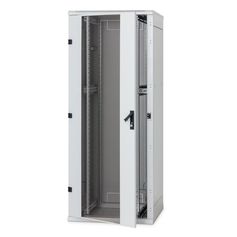 Rack de podea 19 triton 18u 600x600mm usa fata sticla panouri laterale/spate detasabile sectiuni pentru ventilatie activa, sectiuni acces cabluri sus/jos/spate, ip20 negru,  Cabinete metalice | electropc.ro