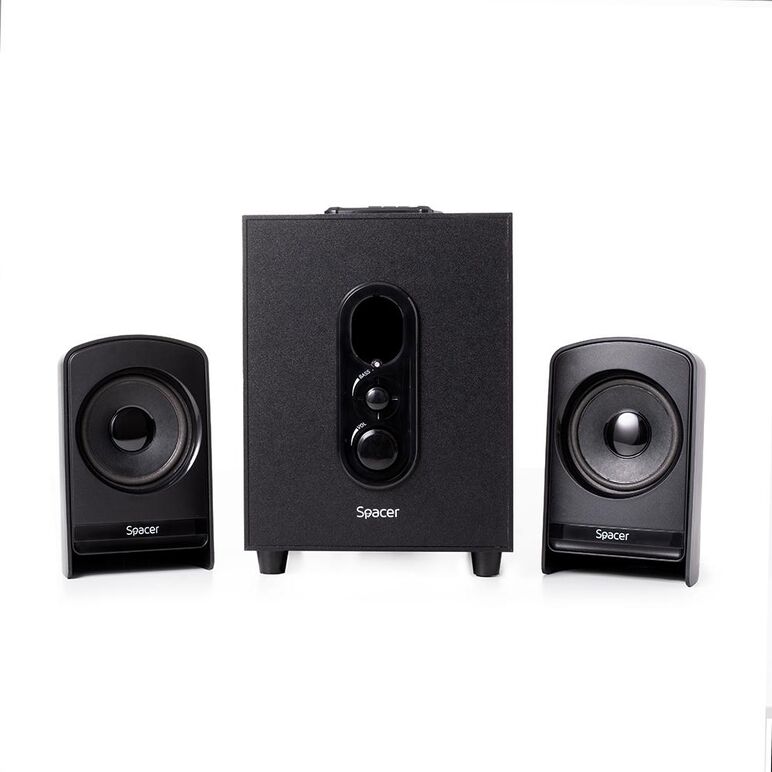 Boxe spacer 2.1, 20w rms (2 x 5w + 10w), alimentare 220v, conectori bluetooth, usb, jack 3.5mm, radio fm, rca, negru,  Sisteme audio | electropc.ro