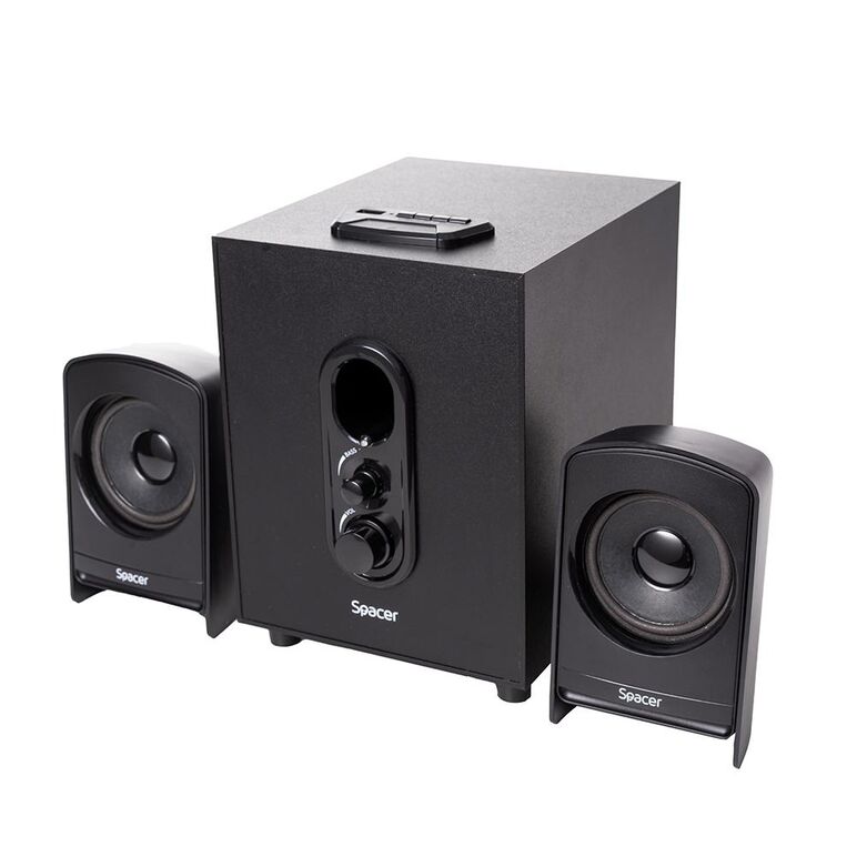 Boxe spacer 2.1, 20w rms (2 x 5w + 10w), alimentare 220v, conectori bluetooth, usb, jack 3.5mm, radio fm, rca, negru,  Sisteme audio | electropc.ro