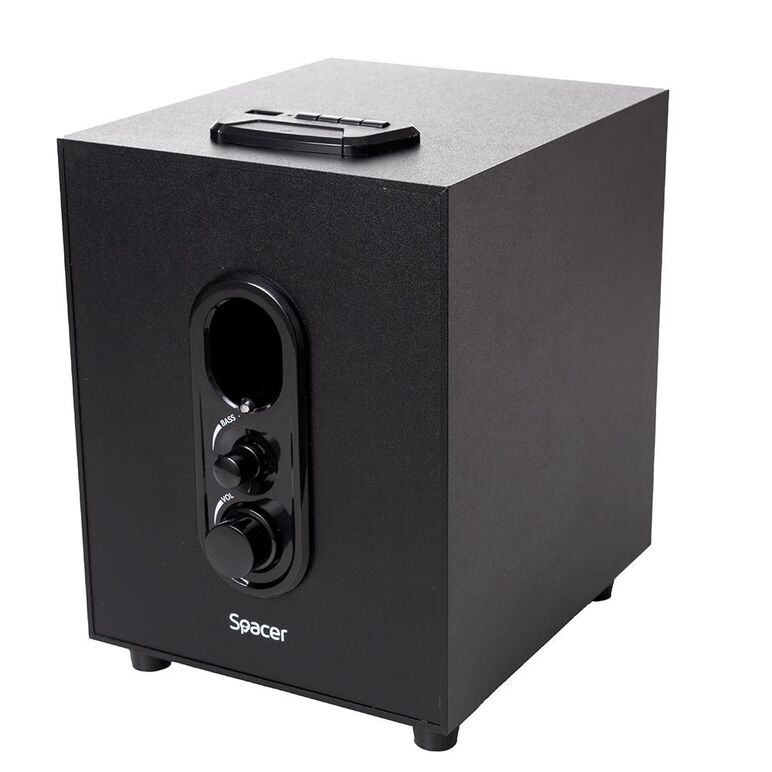 Boxe spacer 2.1, 20w rms (2 x 5w + 10w), alimentare 220v, conectori bluetooth, usb, jack 3.5mm, radio fm, rca, negru,  Sisteme audio | electropc.ro