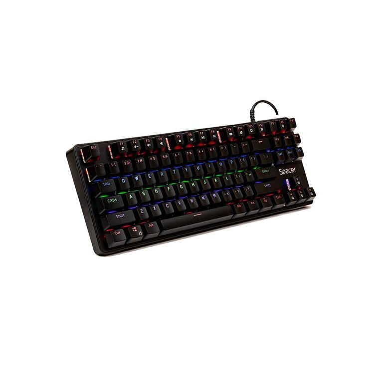 Tastatura mecnaica spacer spkb-mk-immortal cu fir, usb, switch-uri mecanice albastre, 50 mil. apasari, 87 taste, anti-ghosting 28 taste, anti-spill, black,  Tastaturi | electropc.ro