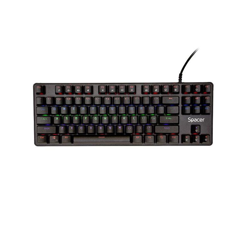 Tastatura mecnaica spacer spkb-mk-immortal cu fir, usb, switch-uri mecanice albastre, 50 mil. apasari, 87 taste, anti-ghosting 28 taste, anti-spill, black,  Tastaturi | electropc.ro