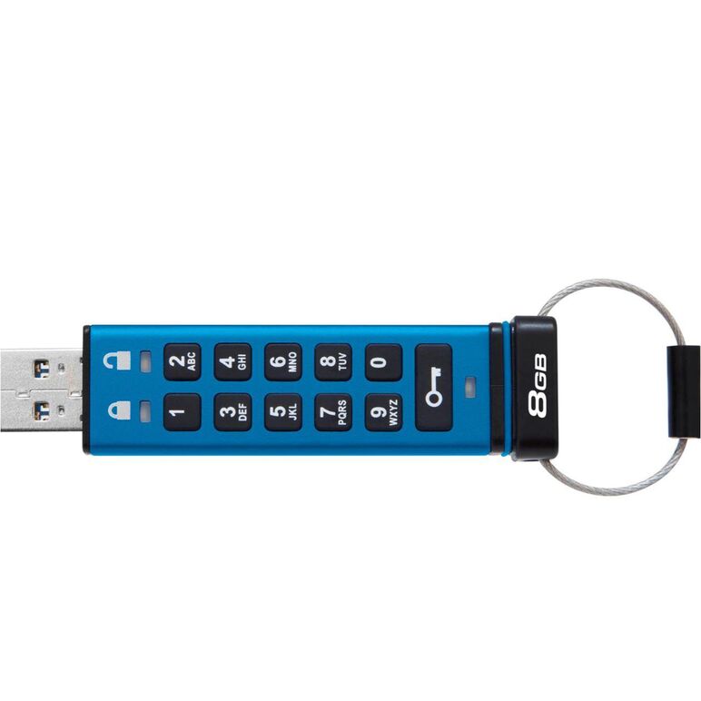 Usb flash drive kingston 8gb ironkey keypad 200, usb 3.2 gen1, fips 140-3 lvl 3 (pending) aes-256 encrypted,  Memorii USB | electropc.ro