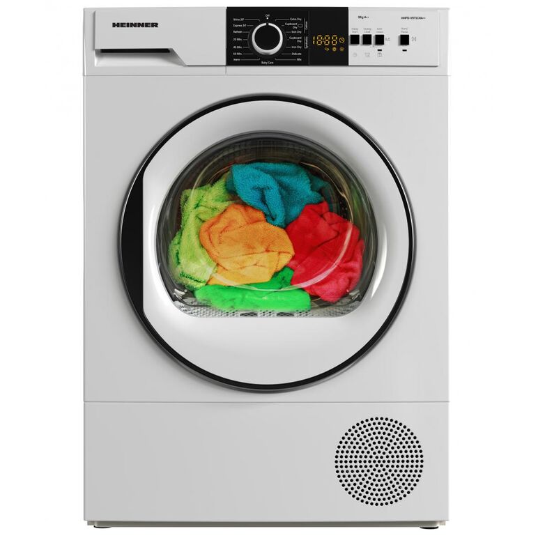 Uscator de rufe cu pompa de caldura heinner hhpd-v9t1cha++, capacitate incarcare 9kg, clasa energetica a++, 15 programe de uscare, display led, program rapid camasi 20 min, program expres 34 min, program baby care, functie start intarziat, functie anti-si,  Uscatoare cu pompa de caldura | electropc.ro