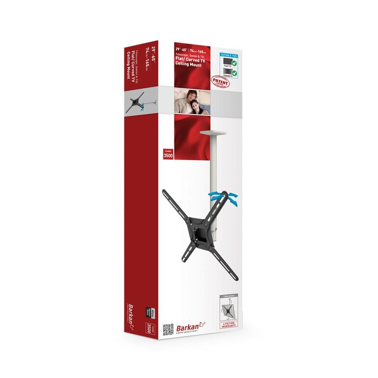 suport tv de perete, barkan 3500.w, fix, 29"- 65", vesa 400 x 400 mm, suporta pana la 40kg, alb,  TV & Electronice & Gaming | electropc.ro