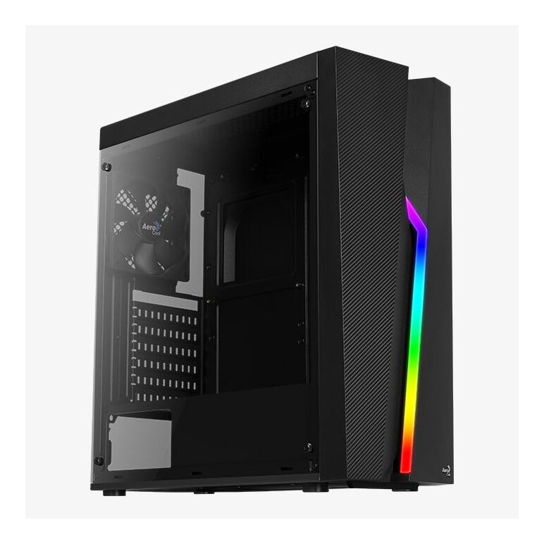 Carcasa aerocool bolt neagra, spcc steel atx mid tower, fara sursa (tip atx, montata jos), interior vopsit negru, 2x3.5" (intern), 2x2.5" (intern), fata – 3x 120mm fans (optional), spate – 1x 120mm fan (inclus), tavan – 2x 120mm fans (optional), podea – 2,  Carcase | electropc.ro