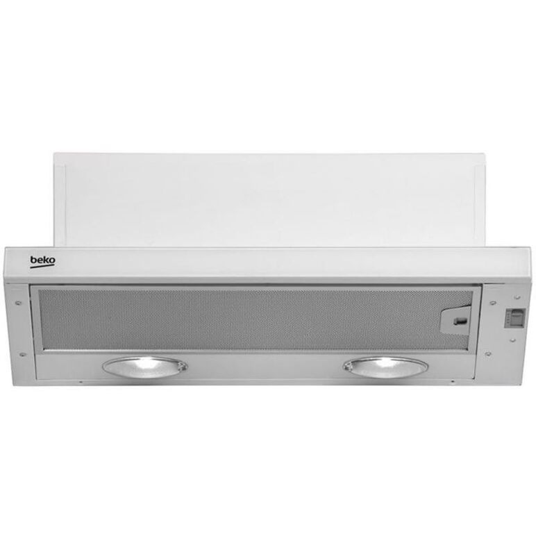 Hota de bucatarie telescopica beko ctb6250w, 1 motor 140w, capacitate max. de absorbtie 420 (m3/h), 3 trepte de viteza, 2 lampi iluminare 28w (halogen), 2 filtre metalice anti-grasime lavabile, clasa eficienta energetica e, 60 latime, culoare alb, panou f,  Hote telescopice | electropc.ro