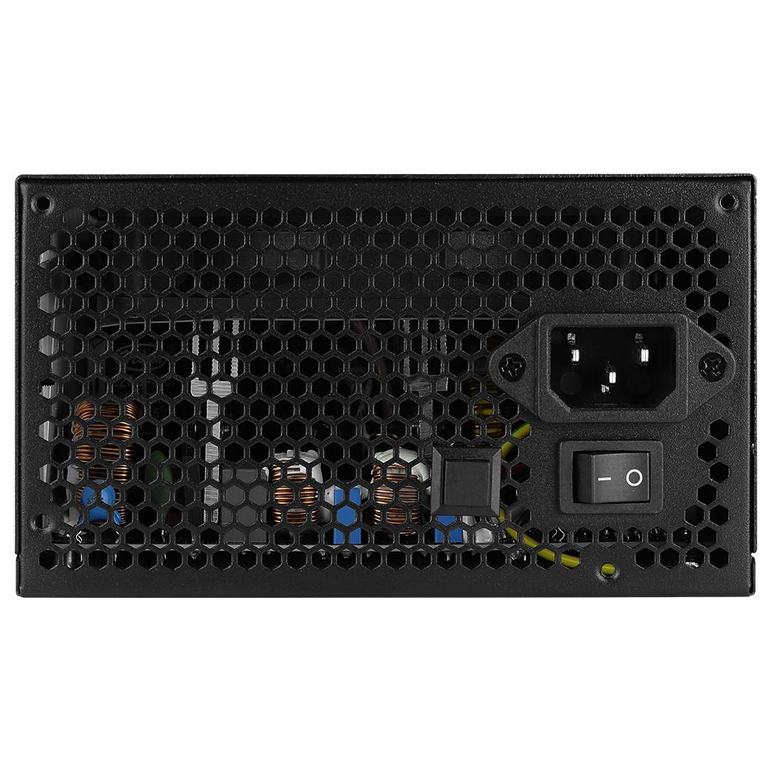 Sursa aerocool cylon 700w iluminare rgb, certificata 80 plus bronze, eficienta 85%, single rail (53a), ventilator silentios de 120mm cu iluminare rgb cu control termic automat, 4x 6+2pin pcie, 5x sata, 3x molex, 1x floppy, 1x 4+4pin eps12v (lungime 550mm),  Surse PC | electropc.ro