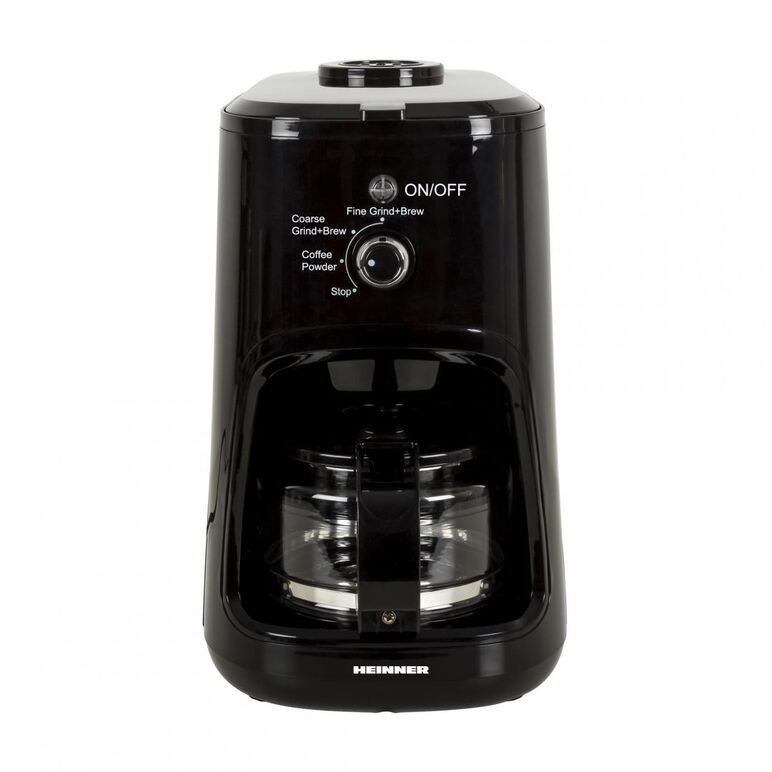 Cafetiera cu rasnita heinner hcm-900rbk, putere: 900w, capacitate: 0.6l, capacitate rasnita: 36g, filtru lavabil si detasabil, suport filtru detasabil, rezervor de apa detasabil, lame rasnita din inox, reglare rasnita: macinare fina si grosiera, proces de,  Cafetiere | electropc.ro