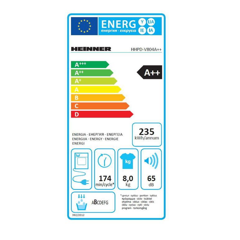 Uscator de rufe cu pompa de caldura heinner hhpd-v804a++,  Uscatoare cu pompa de caldura | electropc.ro