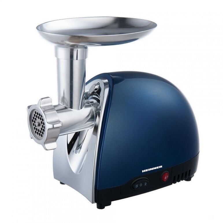 Masina de tocat charm heinner mg1500ta-bl, accesoriu pentru rosii, putere maxima: 1600w, functie reverse, accesoriu pentru carnati, trei site de taiere, cutit din inox, culoare: albastru,  Masini de tocat | electropc.ro