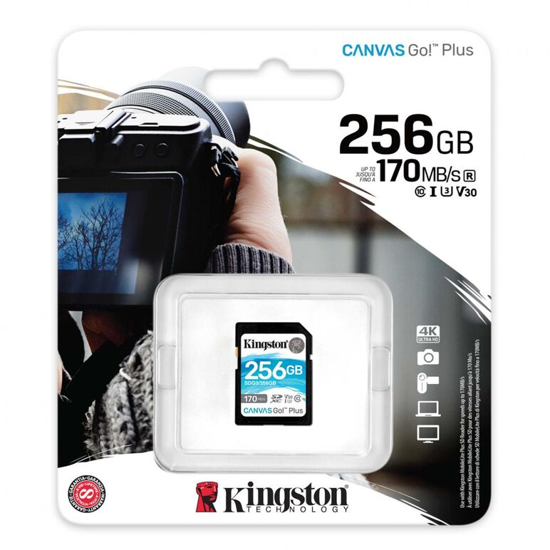 Card de memorie sd kingston canvas go plus, 256gb, class 10,  Carduri memorie | electropc.ro
