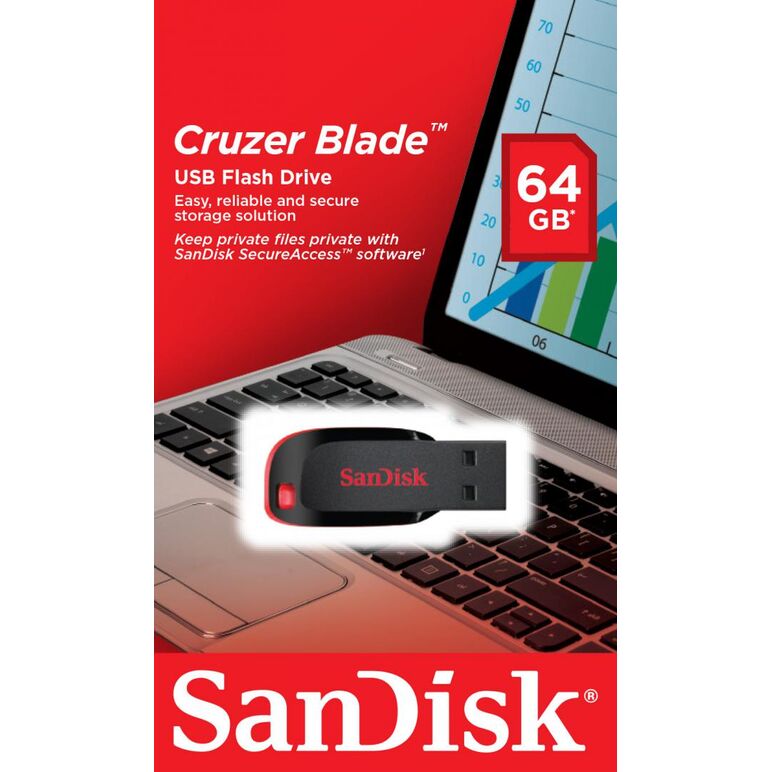 Memorie usb flash drive sandisk cruzer blade, 64 gb, usb 2.0,  Memorii USB | electropc.ro