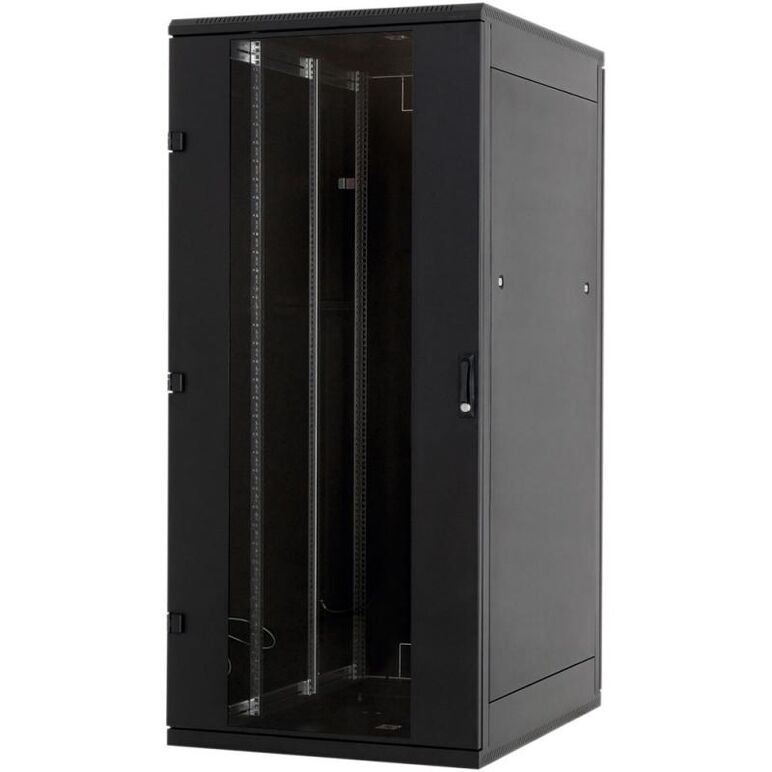 Rack de podea 19 triton 22u 600x800mm usa fata sticla panourilaterale/spate detasabile sectiuni pentru ventilatie activa, sectiuniacces cabluri sus/jos/spate ip20 negru,  Cabinete metalice | electropc.ro