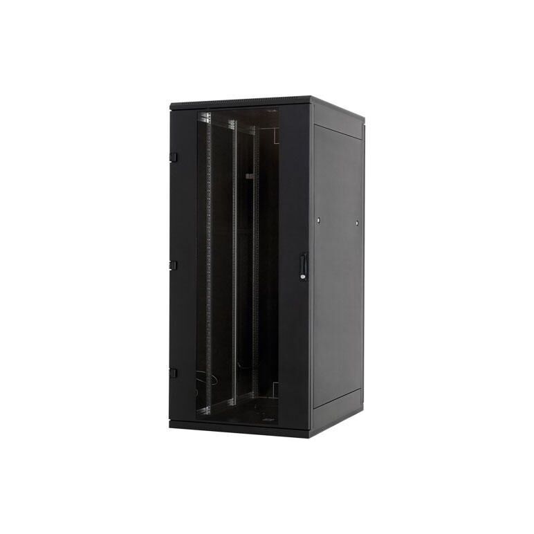 Rack de podea 19 triton 22u 800x800mm usa fata sticla panouri laterale/spate detasabile sectiuni pentru ventilatie activa, sectiuni acces cabluri sus/jos/spate ip20 negru,  Cabinete metalice | electropc.ro