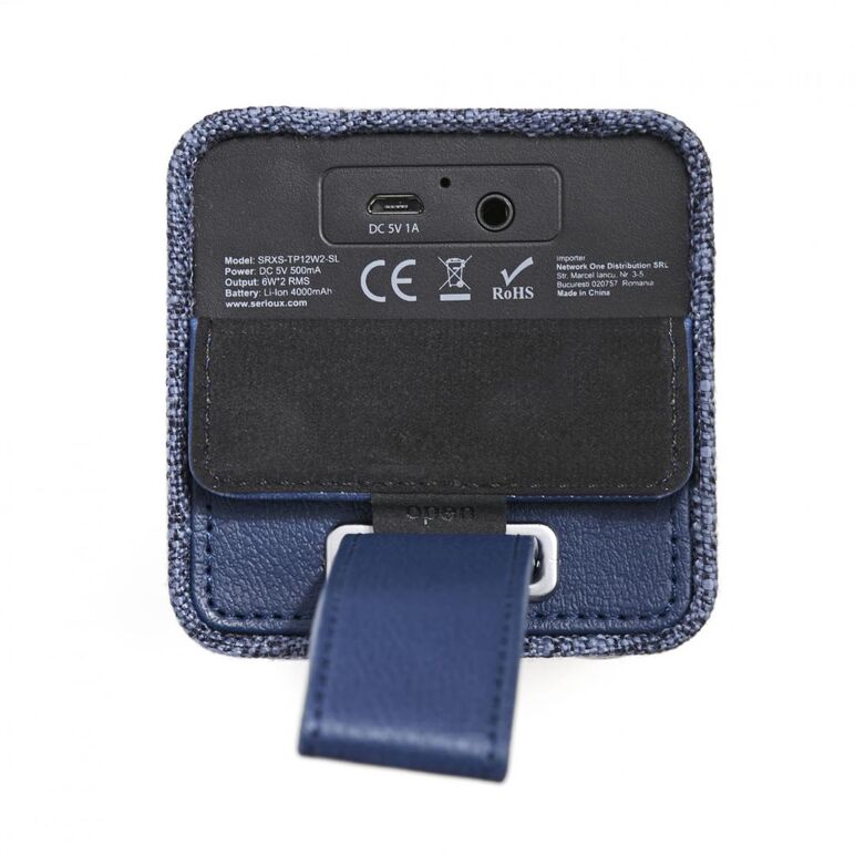 Boxa bluetooth serioux, portabila, wave cube 12w, frecventa de raspuns: 90hz-20khz, raport semnal/zgomot: 80db, baterie: 4000mah, autonomie: 8 ore, hands free, aux, material textil, albastru,  Sisteme audio | electropc.ro
