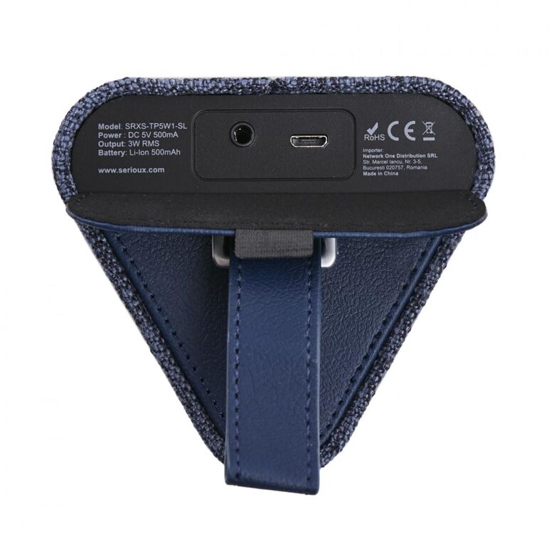 Boxa bluetooth serioux, portabila, wave prism 3w, frecventa de raspuns: 90hz-20khz, raport semnal/zgomot: 76db, baterie: 500mah, autonomie: 5 ore, hands free, aux, material textil, albastru,  Sisteme audio | electropc.ro
