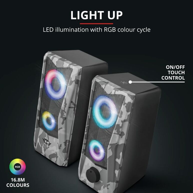 Boxe stereo gxt 606 javv rgb-illuminated 2.0, 6w, camuflaj,  Sisteme audio | electropc.ro