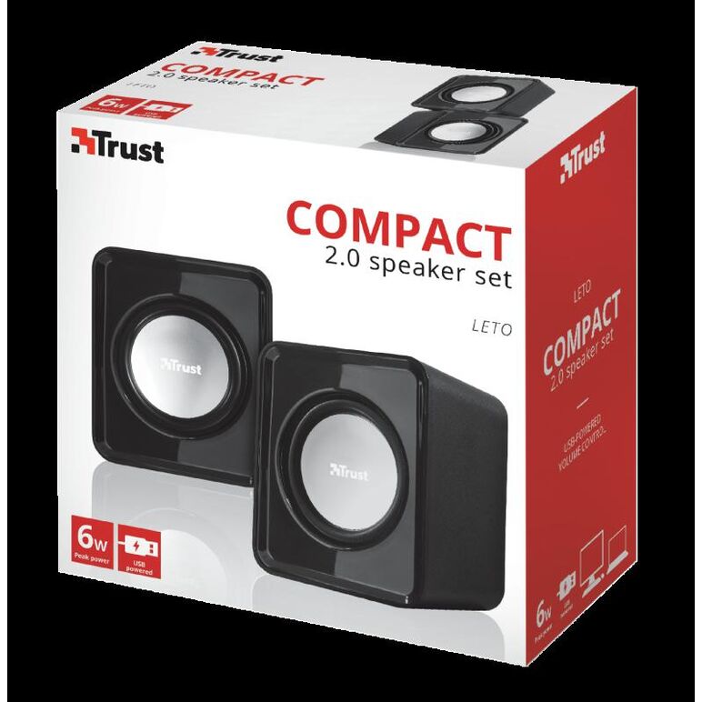 Boxe stereo trust leto compact 2.0 speaker, 6w, negru,  Sisteme audio | electropc.ro