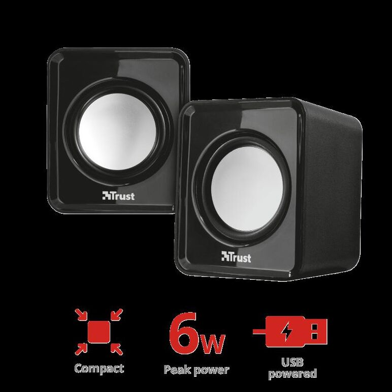 Boxe stereo trust leto compact 2.0 speaker, 6w, negru,  Sisteme audio | electropc.ro