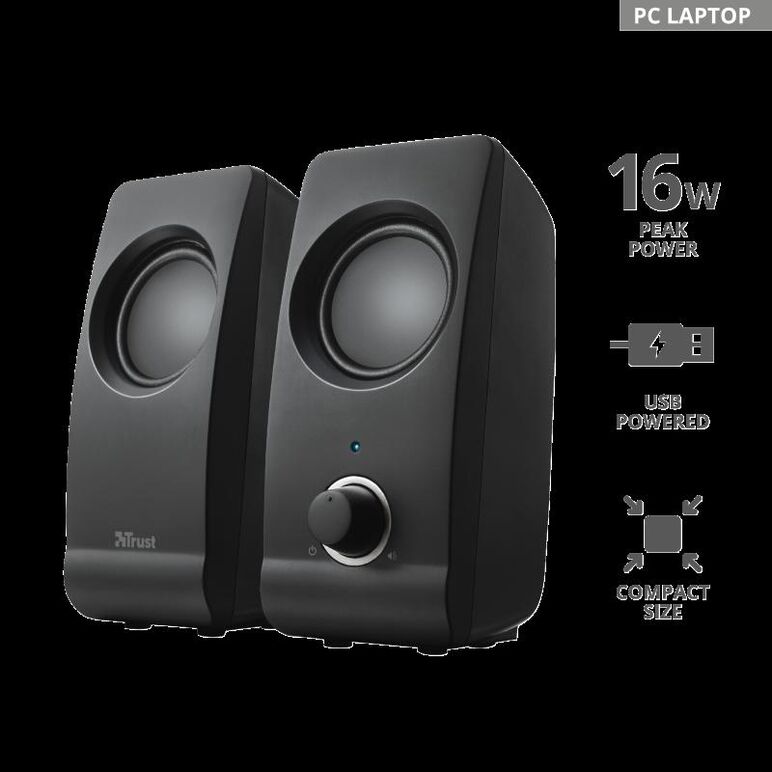 Boxe stereo trust remo 2.0 speaker set, 8w, negru,  Sisteme audio | electropc.ro