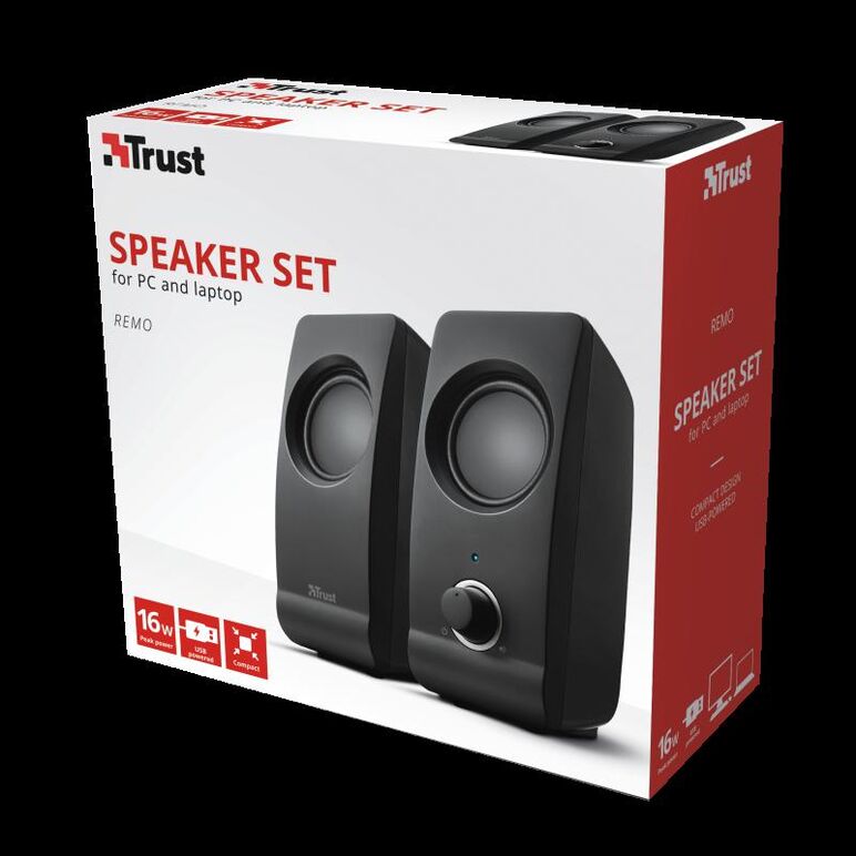 Boxe stereo trust remo 2.0 speaker set, 8w, negru,  Sisteme audio | electropc.ro