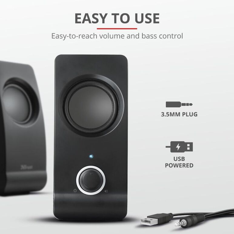 Boxe stereo trust remo 2.0 speaker set, 8w, negru,  Sisteme audio | electropc.ro