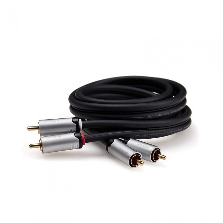Cablu audio serioux premium gold, 2 porturi rca tata - 2 porturi rca tata, conductori 99.99% cupru fara oxigen, mufe din metal aliaj zinc, conectori auriti 24k, dublu ecranat, 3m, negru,  Conectica | electropc.ro