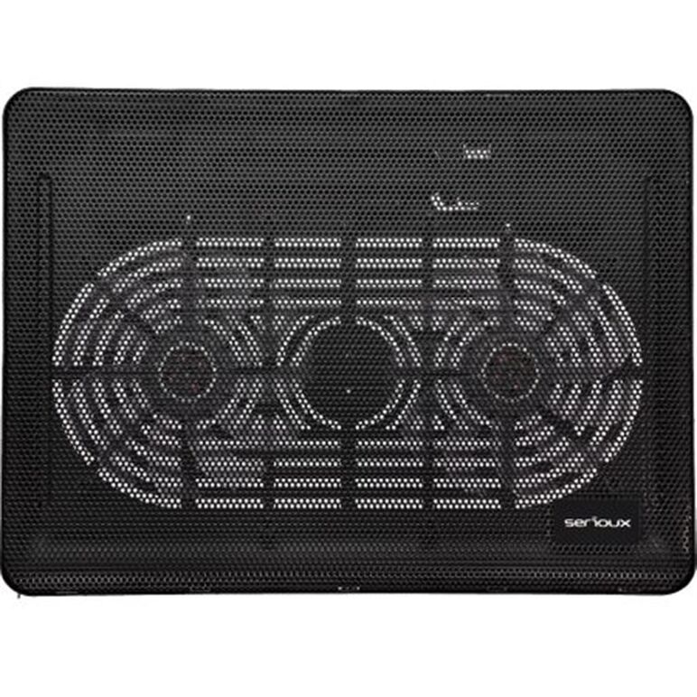 Cooling pad serioux, srxncp007, dimensiuni: 340*250*23mm, compatibilitate maxima laptop: 15.6 inch, dimensiune ventilator: 2 x 125 *125*15mm, nivel zgomot: 10db, flux aer: 20cfm, tensiune alimentare: dc 5v, viteza rotatie maxima: 1500rpm, iluminare led: a,  Stand & Cooling pad | electropc.ro