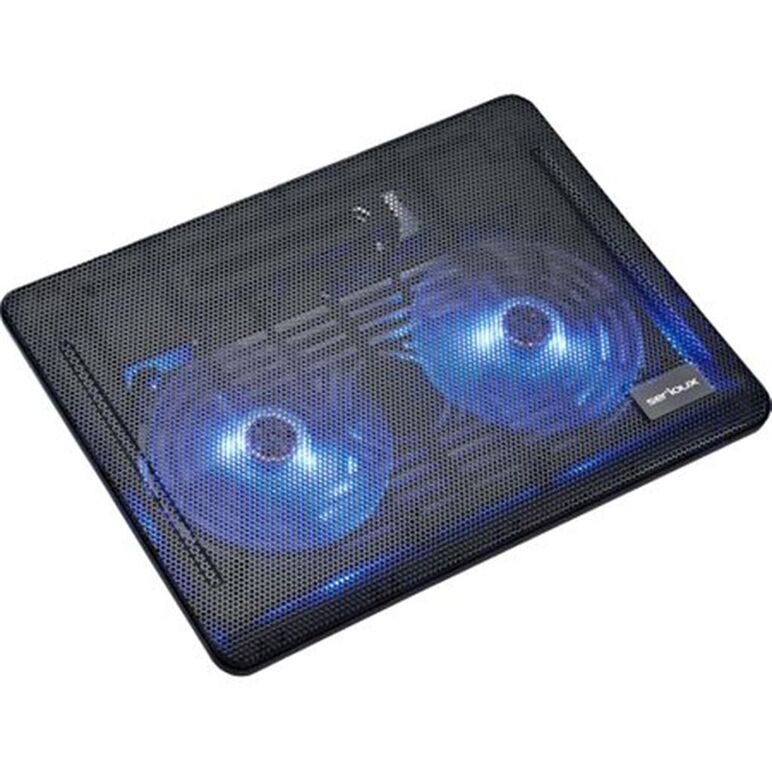 Cooling pad serioux, srxncp007, dimensiuni: 340*250*23mm, compatibilitate maxima laptop: 15.6 inch, dimensiune ventilator: 2 x 125 *125*15mm, nivel zgomot: 10db, flux aer: 20cfm, tensiune alimentare: dc 5v, viteza rotatie maxima: 1500rpm, iluminare led: a,  Stand & Cooling pad | electropc.ro
