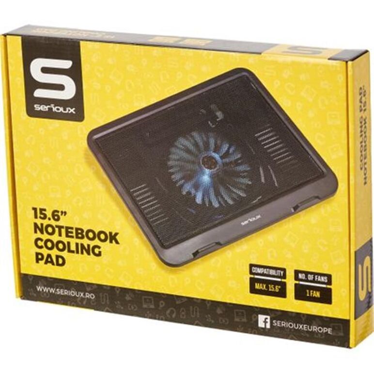 Cooling pad serioux, srxncpn19, dimensiuni: 330*250*27mm, compatibilitate maxima laptop: 15.6 inch, dimensiune ventilator: 125*125 *15mm, nivel zgomot: 46db, flux aer: 20cfm, tensiune alimentare: dc 5v, viteza rotatie maxima: 1000 rpm, greutate neta: 0.38,  Stand & Cooling pad | electropc.ro