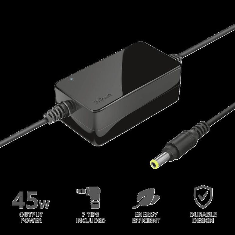 Incarcator laptop trust primo, universal, 45w-19v, negru,  Incarcatoare baterii | electropc.ro