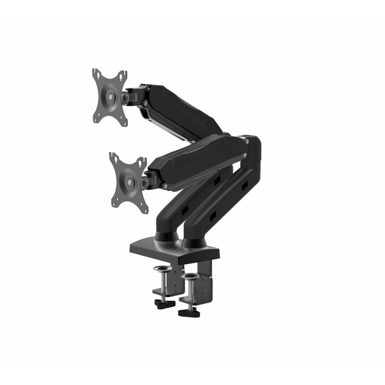 Suport dublu monitor serioux,  mm902, arc cu gaz, tilt : -45 / + 55 °, swivel: 180 °, rotatie 360 °, înălțimea maximă: 40cm, intervalul de reglare a înălțimii 25cm, grosime de susținere a clemei inferioare: 0 - 9,5cm, vesa: 75x75mm & 100x100mm, greutate m,  TV & Electronice & Gaming | electropc.ro