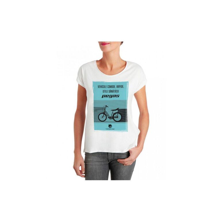 Tricou pegas femei, model vehicule comode, rapide, utile sanatatii, marime l, culoare verde,  Tricouri | electropc.ro
