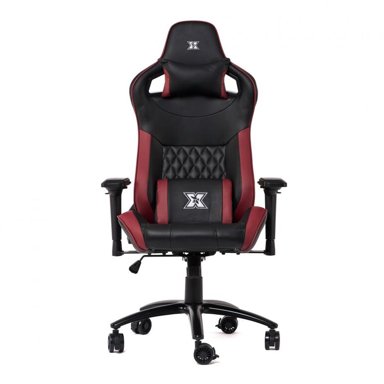 Scaun gaming x by serioux, theon, ajustabil, piele sintetica, piston pe gaz, manere reglabile, baza stea cu 5 picioare, greutate maxima admisa 150kg, perne detasabile, negru/burgundy,  Scaune gaming | electropc.ro