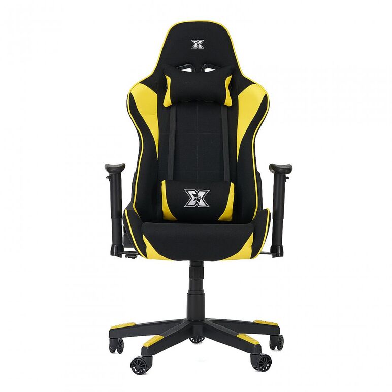 Scaun gaming x by serioux, torin, ajustabil, material textil, piston pe gaz, manere reglabile, baza stea cu 5 picioare, greutate maxima admisa150kg, perne detasabile, negru si galben,  Scaune gaming | electropc.ro