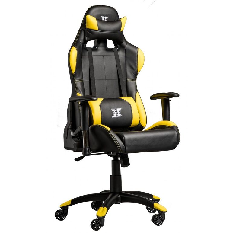 Scaun gaming x by serioux, torin, ajustabil, piele sintetica, piston pe gaz, manere reglabile, baza stea cu 5 picioare, greutate maxima admisa 150kg, perne detasabile, negru si galben,  Scaune gaming | electropc.ro