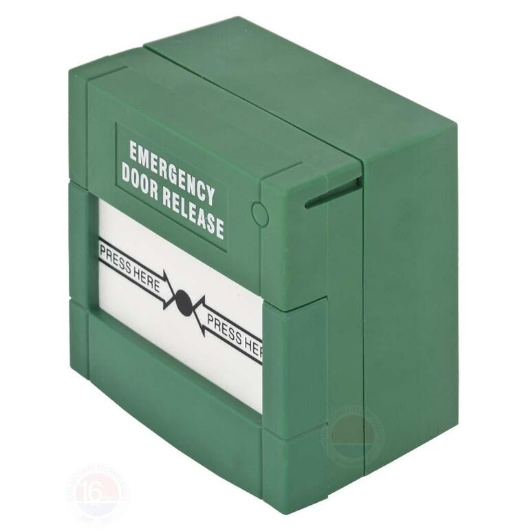 Buton aplicabil din plastic pentru iesire de urgenta; material: plastic, culoare verde; 2x contacte no/nc;,  Accesorii | electropc.ro