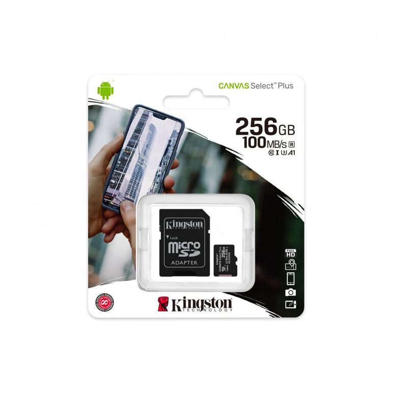 Card de memorie microsd kingston select plus, 256gb, adaptor sd, class 10,  Carduri memorie | electropc.ro