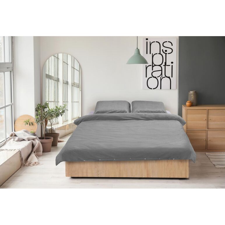 Set de pat heinner catifea king size stone,  Lenjerii de pat | electropc.ro