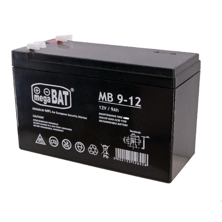 Acumulator vrla agm megabat mb9-12 fara intretinere 9ah 12v. terminal de conexiune faston 187 (4.75x0.8mm); dimensiuni: 151 x 65 x 95 x 101mm; greutate: 2.2kg,  Accesorii | electropc.ro