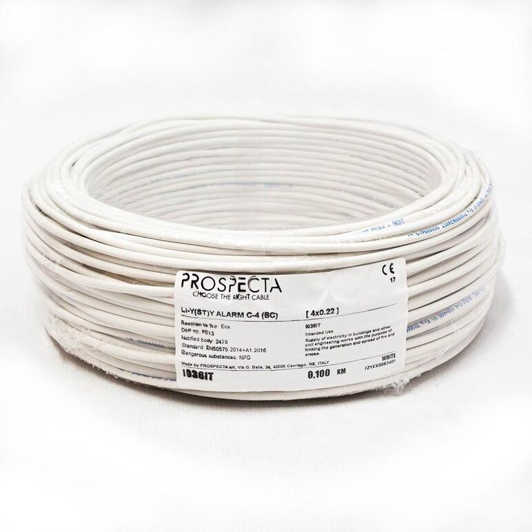 Cablu alarma 4 x 0.22 premium, cupru 100%, cod: i036it, li-y(st)y, made in italy, utilizare pentru sisteme de alarma, manta exterioara pvc alb, ecranare: folie de aluminiu laminata, raza de curbura 10x diametru, peak operating voltage 250, voltage rating ,  Accesorii | electropc.ro