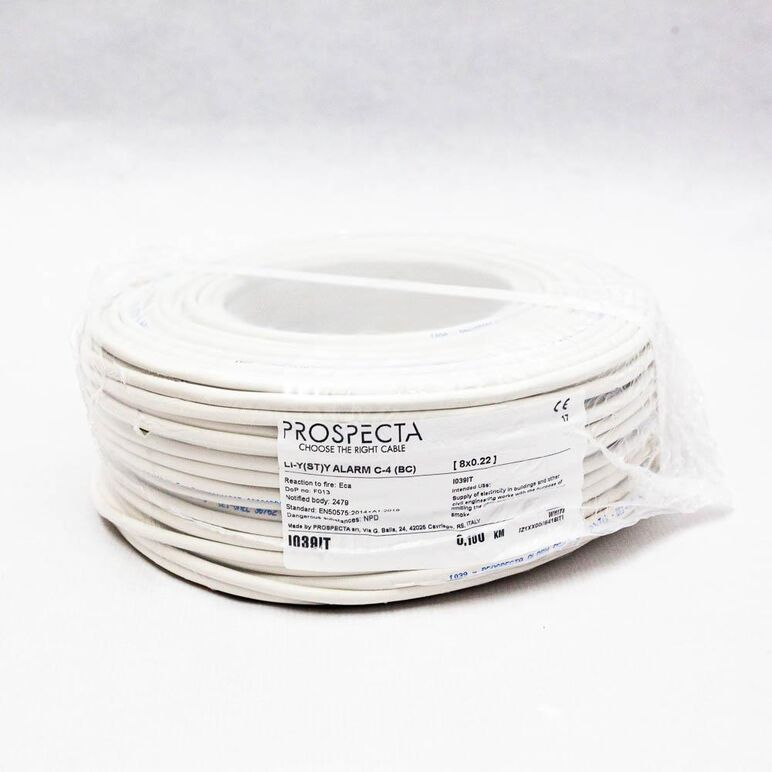 Cablu alarma 8 x 0.22 premium, cupru 100%, cod: i039it, li-y(st)y, made in italy, utilizare pentru sisteme de alarma, manta exterioara pvc alb, ecranare: folie de aluminiu laminata, raza de curbura 10x diametru, peak operating voltage 250, voltage rating ,  Accesorii | electropc.ro