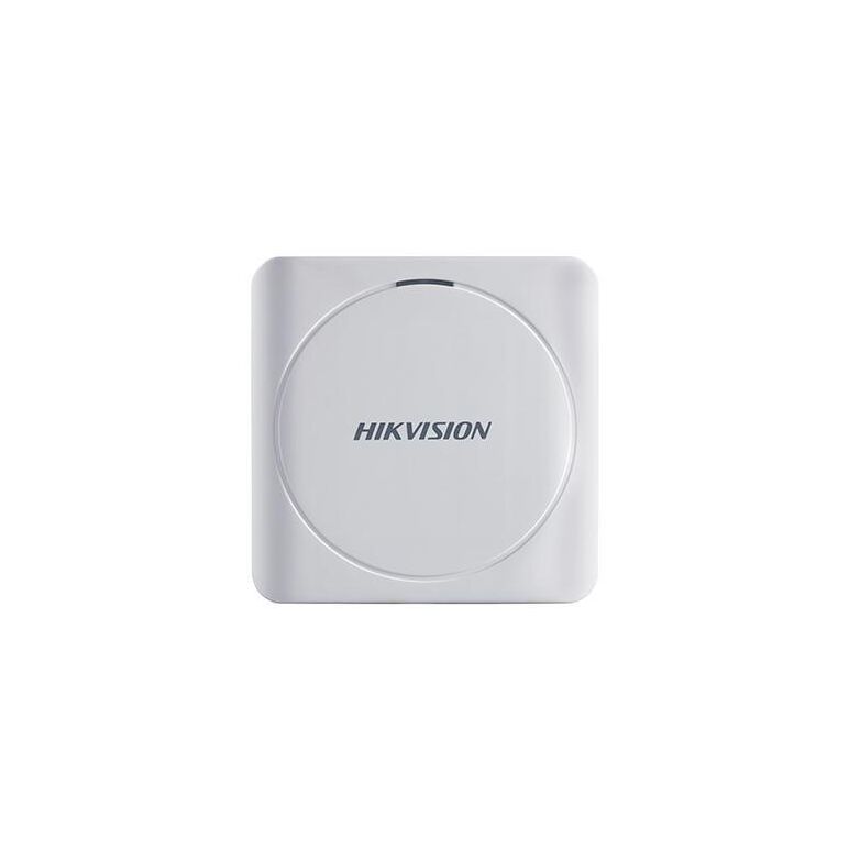 Cititor card hikvision ds-k1801m, citeste carduri rfid mifare, distanta citire: 50mm, comunicare: wiegand 26/34 protocol, indicator led de stare si alimentare; alimentare: 12vdc, ip65, dimensiuni: 87 × 87 × 13.3mm,  Cititoare | electropc.ro
