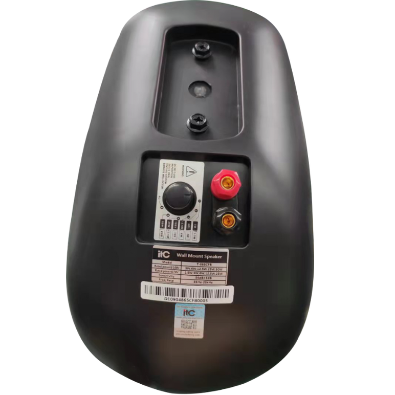 Difuzor de perete itc t-865cfb, pentru sisteme de public address (pa), trepte 3w, 6w, 12.5w, 25w, 50w@100v. speaker  5.25 inch mid-woofer + 1inch  tweeter two way, max spl(rated/peak) 101db/107db, sensitivity 84db +-3db, frequency response 85hz-20khz, mat,  Difuzoare | electropc.ro
