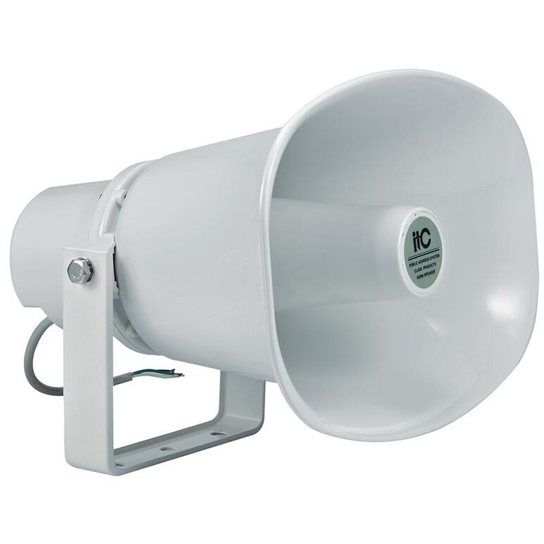 Goarna pentru exterior (waterproof horn speaker) itc t-720a, pentru sisteme de public address (pa), trepte 15w-30w @ 100v, spl(1w/1m) 103db± 3db, frequency response 300-13khz, impedance black: com green: 670Ω white: 330Ω, material abs, culoare alba, ip66,,  Difuzoare | electropc.ro