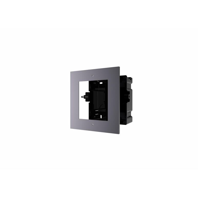 Panou frontal pentru un modul videointerfon modular hikvision ds-kd-acf1; montare incastrata; material aluminiu, doza de plastic inc lusa;dimensiuni: 134mm x 124mm × 4mm;,  Accesorii | electropc.ro