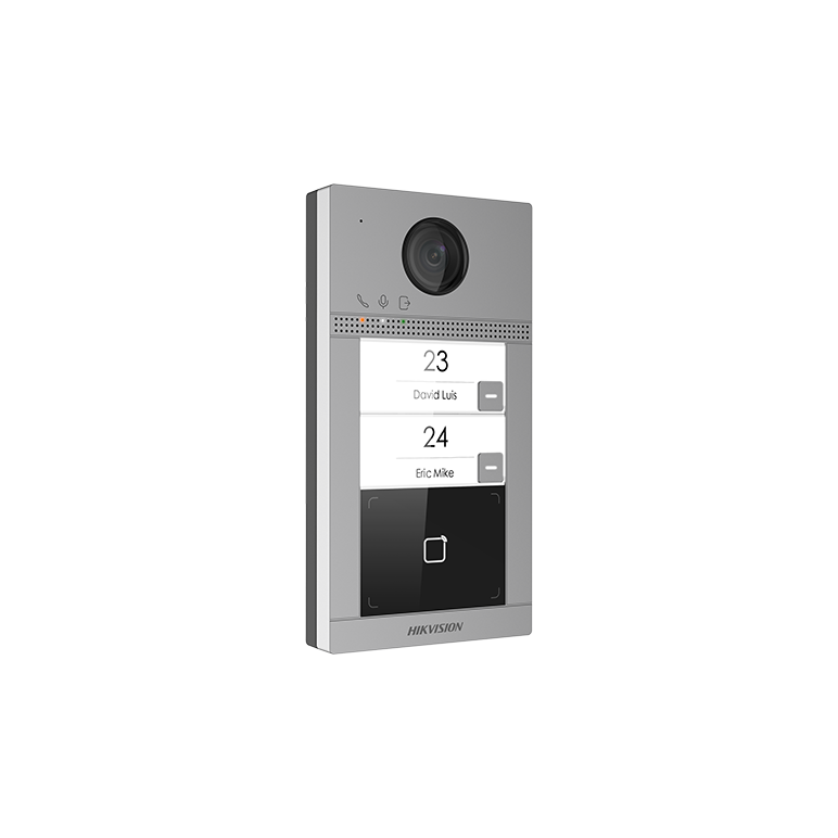 Post de exterior videointerfon hikvision ds-kv8213-wme1(b)/flush, wifi, montaj incastrat, 2 x buton apelare ( pentru 2 familii), camera video 2mp true wdr ( unghi vizualizare: horizontal: 129grade vertical: 75grade), vizualizare pe timp de noapte ir maxim,  Video | electropc.ro