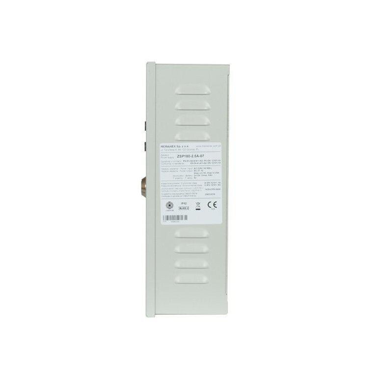 Sursa de alimentare pentru sisteme de detectie incendiu 24v/2.5a in cutie metalica merawex zsp100-2.5a-07, loc pentru 2 acumulatori 12v/9ah, tensiune de intrare: 100/230vac, eficienta ridicata sub sarcina si consum redus, comunicare rs-232 / rs-485, rata ,  Accesorii | electropc.ro
